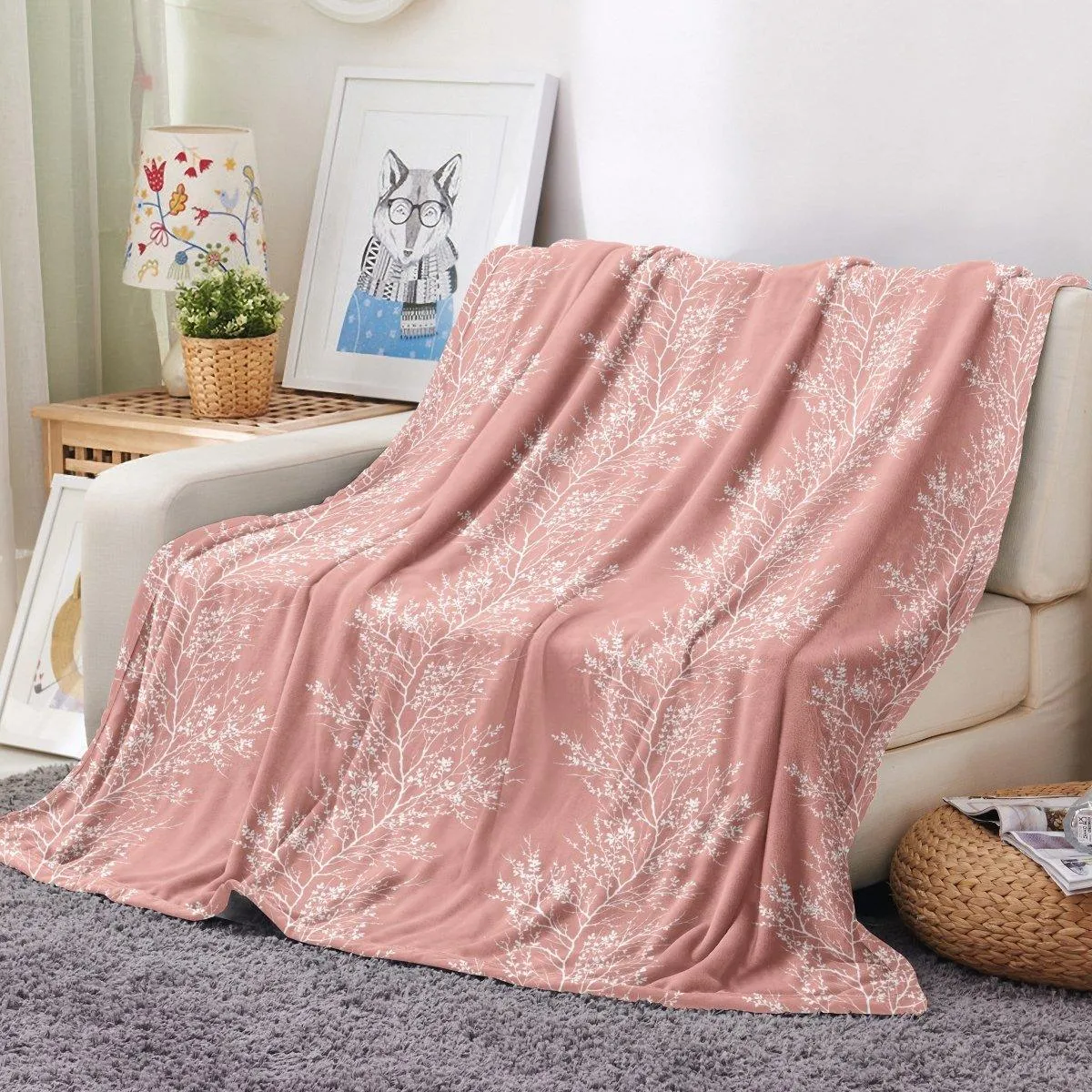 Ultra Soft Oversized Plush Foliage Throw Blanket - Stylish Home Décor for Bed or Couch