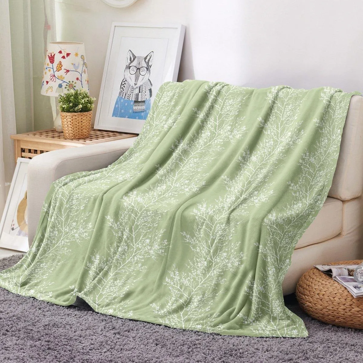 Ultra Soft Oversized Plush Foliage Throw Blanket - Stylish Home Décor for Bed or Couch