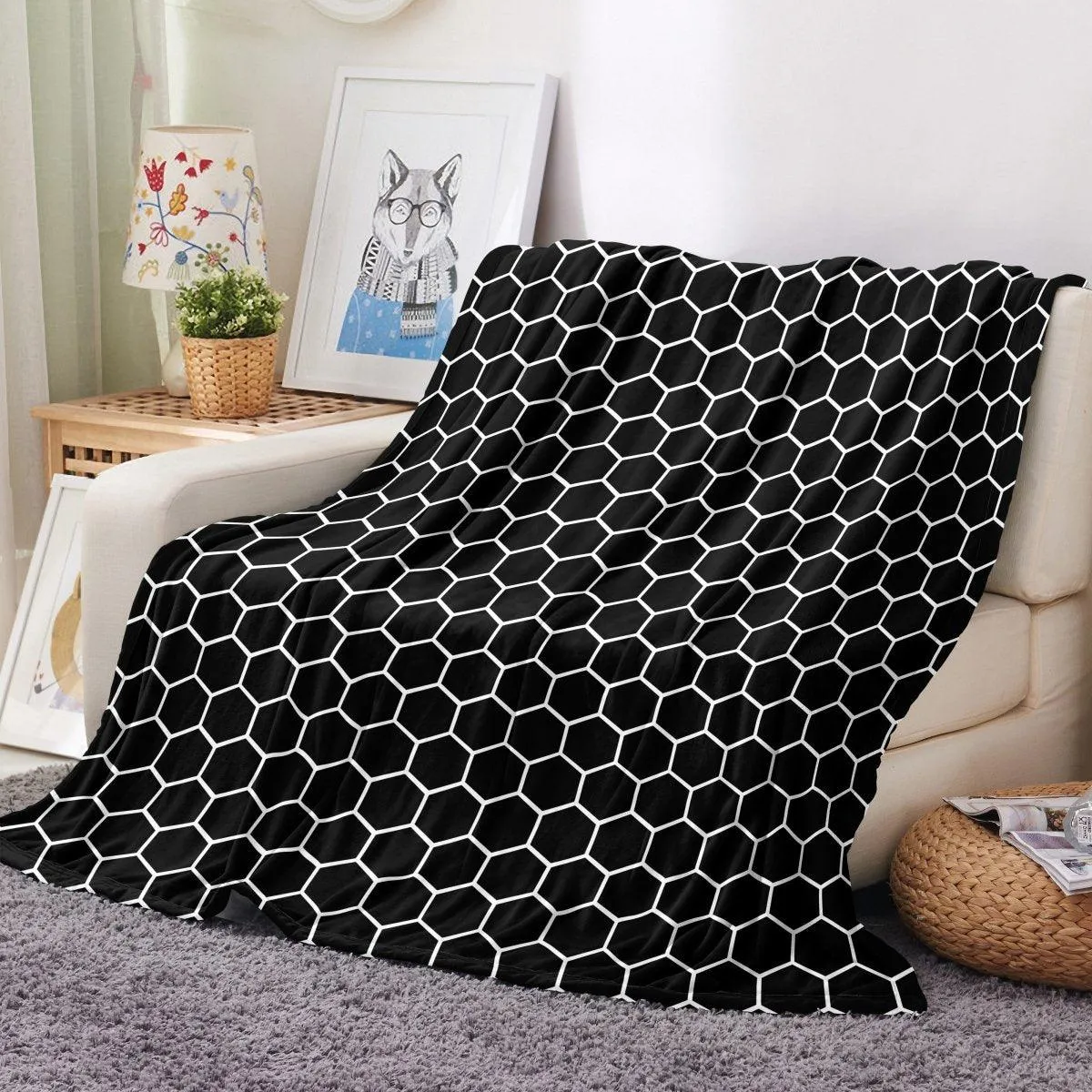 Ultra Soft Oversized Plush Honeycomb Throw Blanket - Stylish Home Décor for Bed or Couch