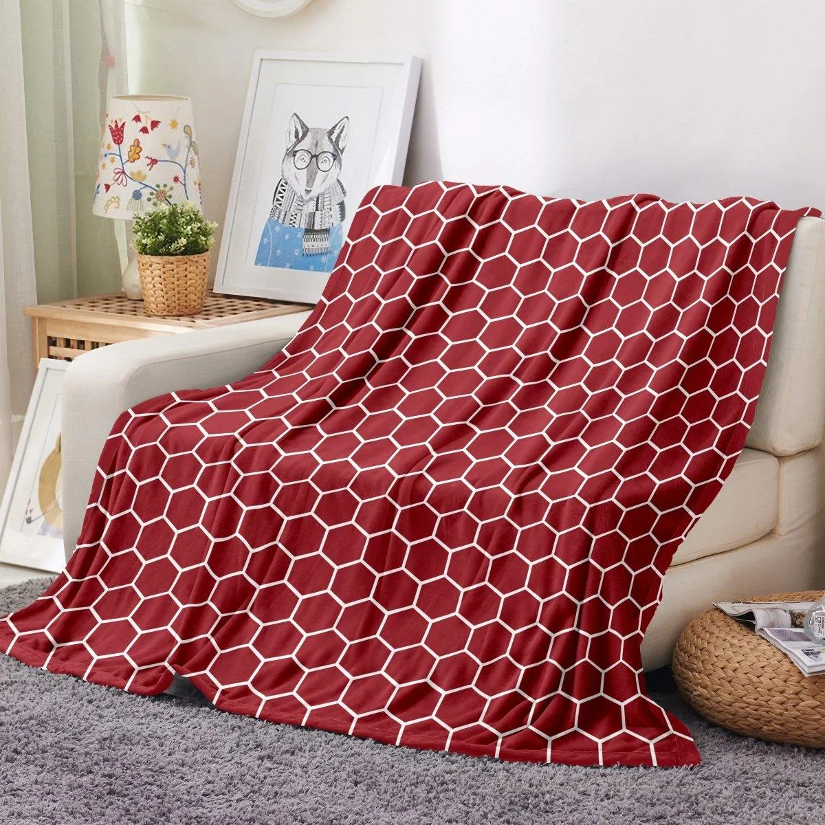 Ultra Soft Oversized Plush Honeycomb Throw Blanket - Stylish Home Décor for Bed or Couch