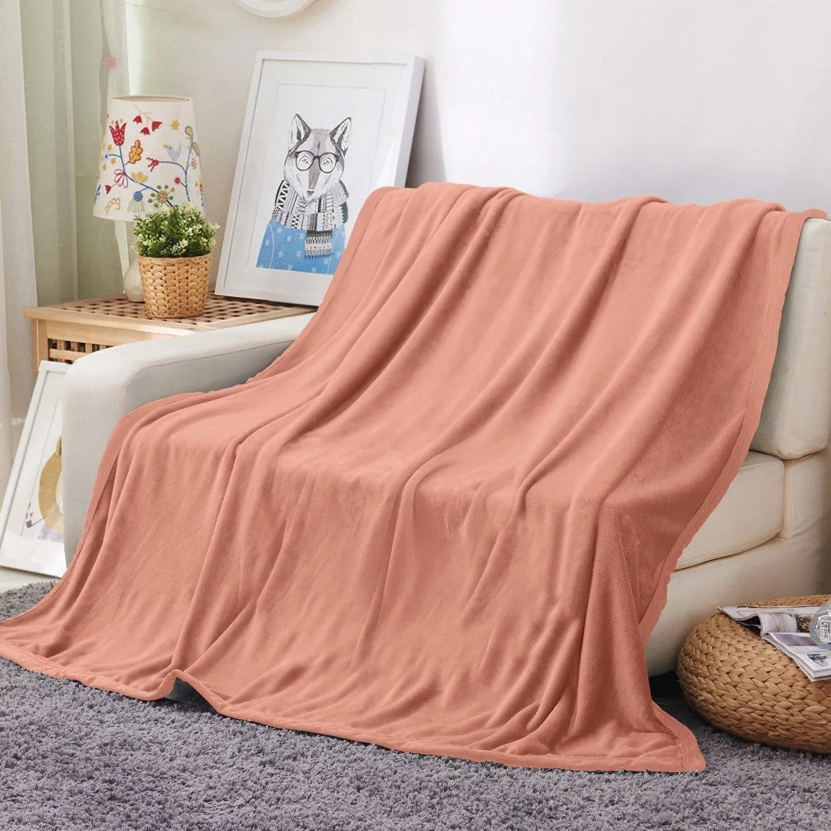 Ultra Soft Oversized Plush Solid Throw Blanket - Stylish Home Décor for Bed or Couch