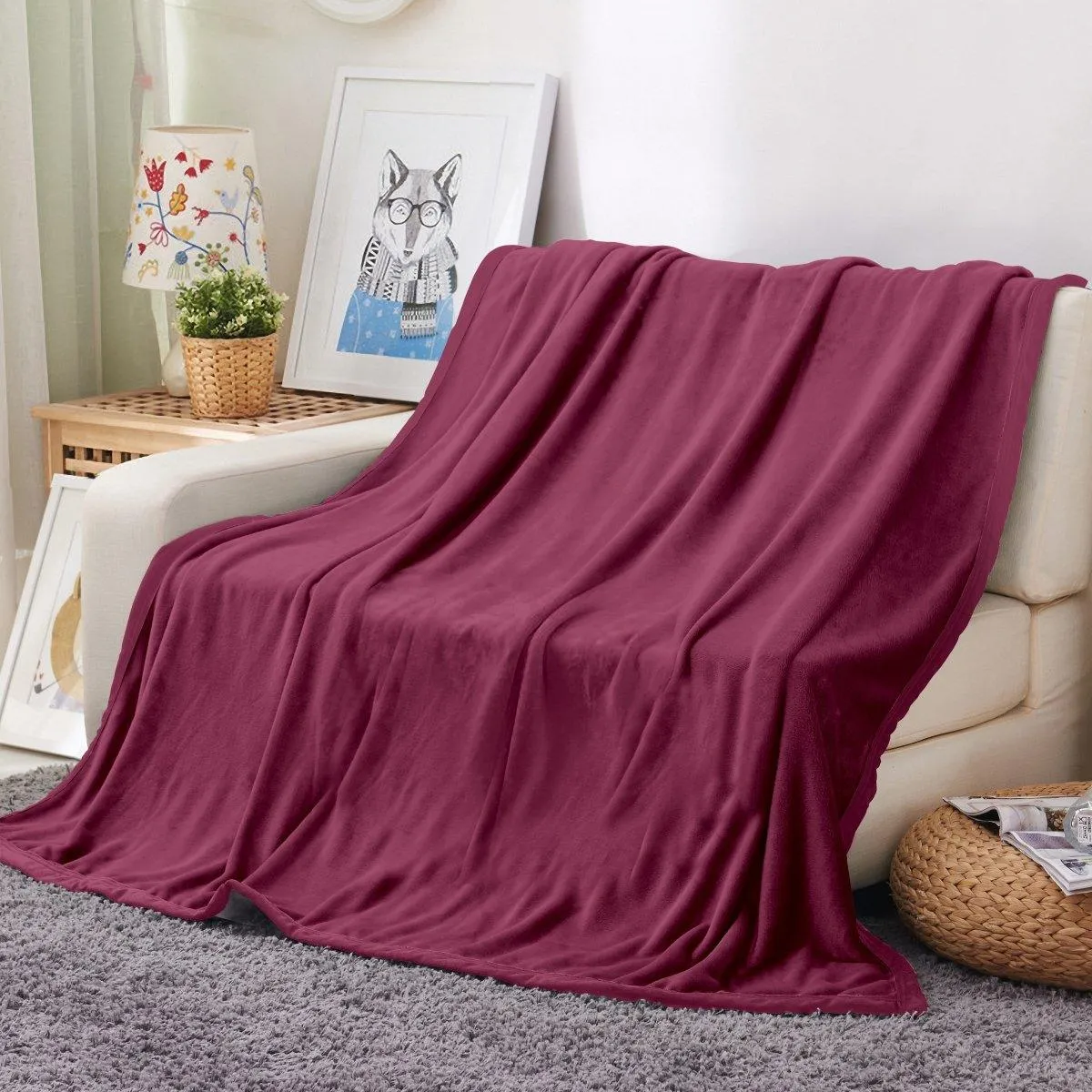 Ultra Soft Oversized Plush Solid Throw Blanket - Stylish Home Décor for Bed or Couch