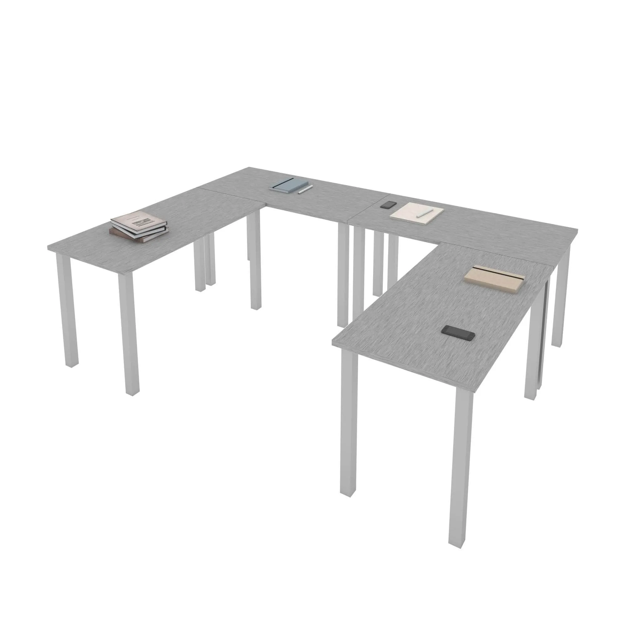 Universel 4-Piece Set Including 4 24″ × 48″ Table Desks with Square Metal Legs - Available in 3 Colours