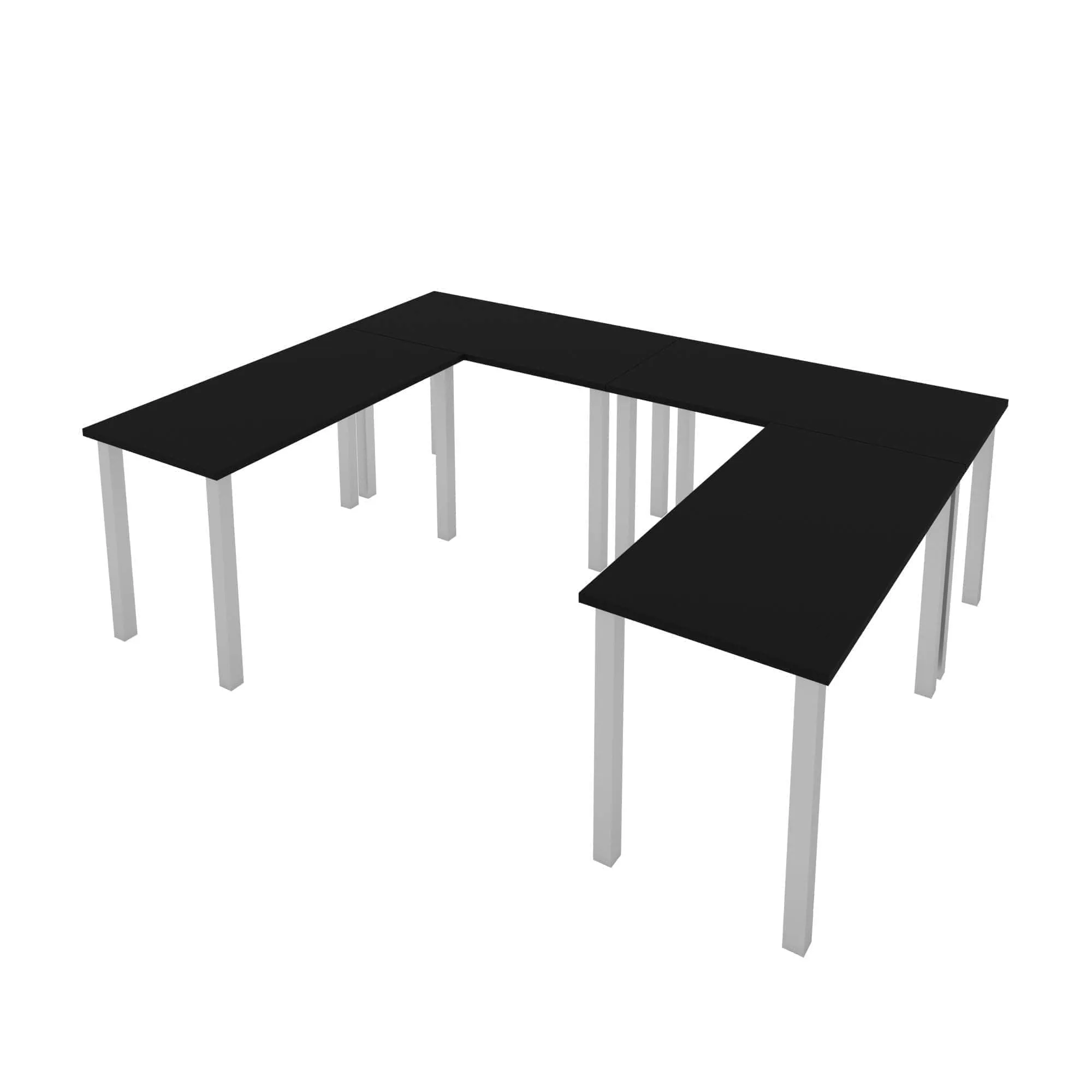 Universel 4-Piece Set Including 4 24″ × 48″ Table Desks with Square Metal Legs - Available in 3 Colours