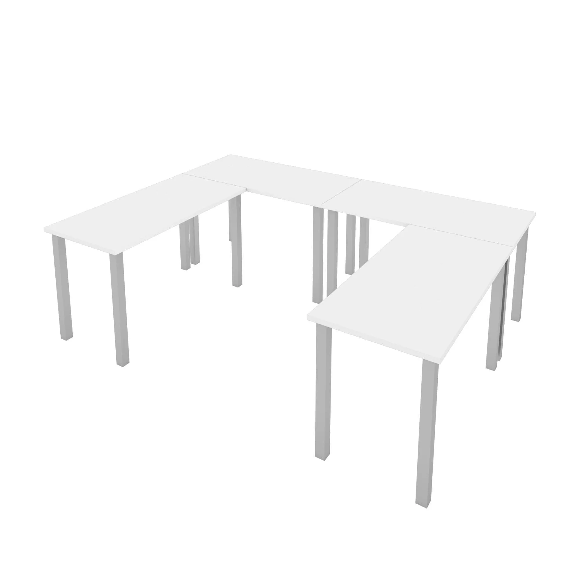 Universel 4-Piece Set Including 4 24″ × 48″ Table Desks with Square Metal Legs - Available in 3 Colours