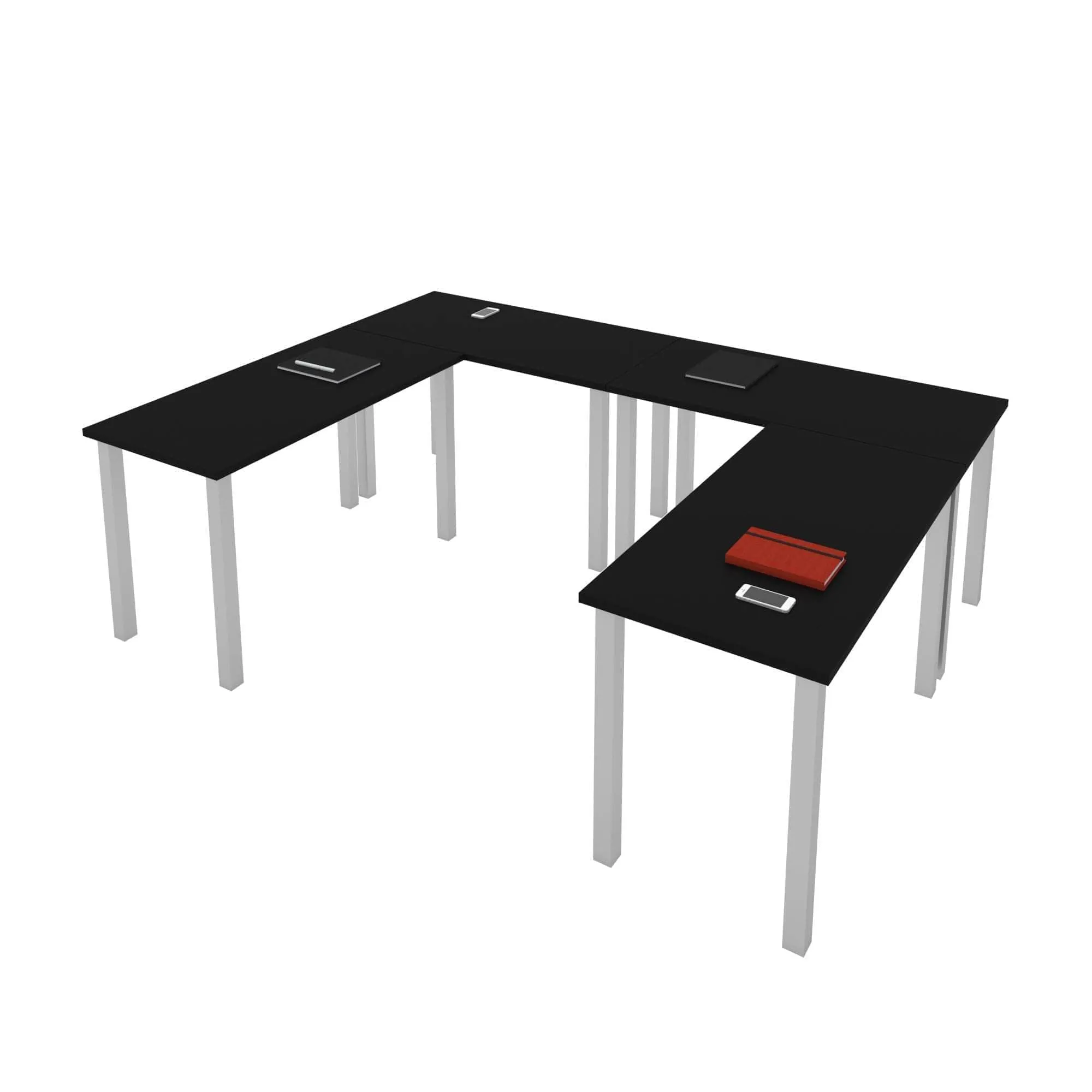 Universel 4-Piece Set Including 4 24″ × 48″ Table Desks with Square Metal Legs - Available in 3 Colours