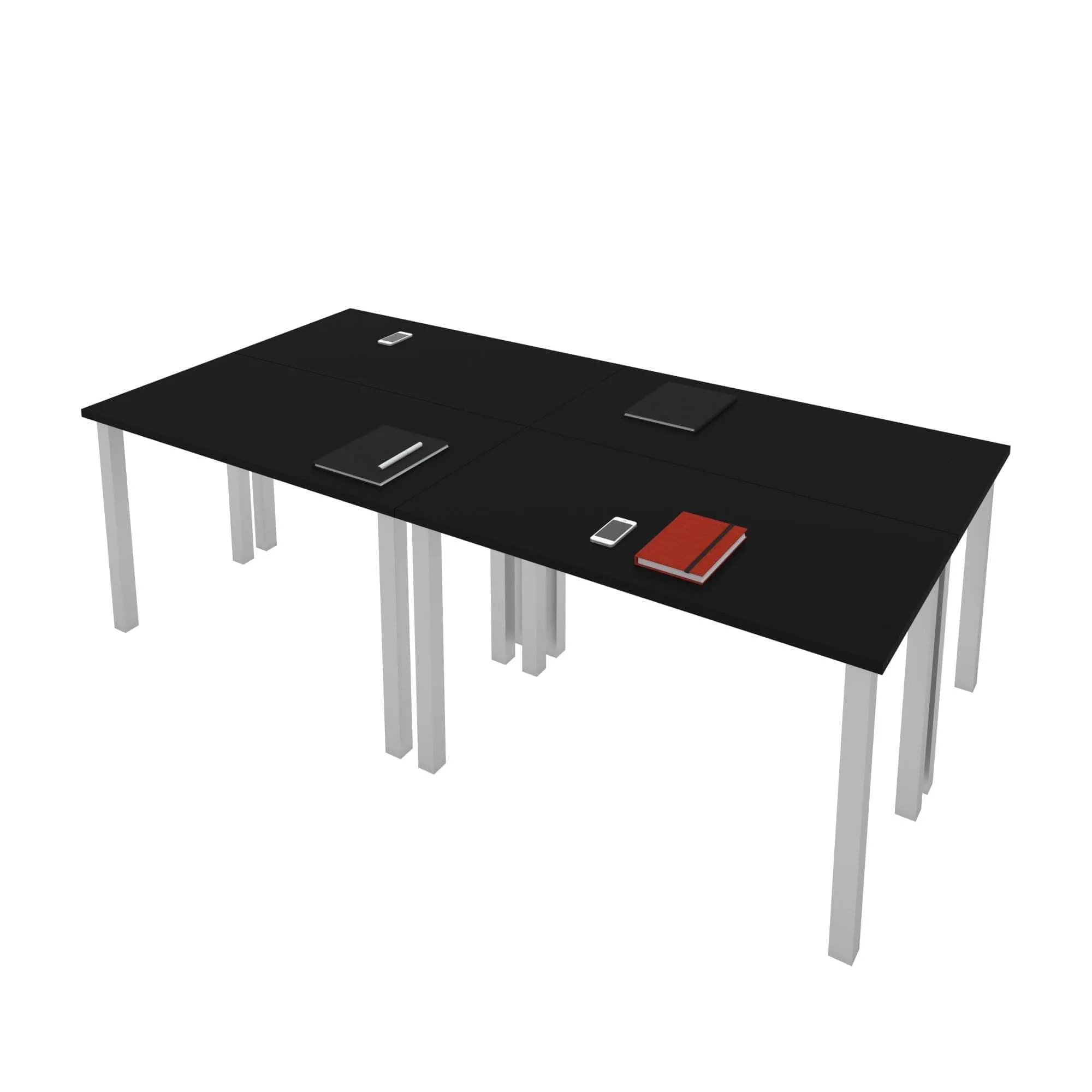 Universel 4-Piece Set Including 4 24″ × 48″ Table Desks with Square Metal Legs - Available in 3 Colours