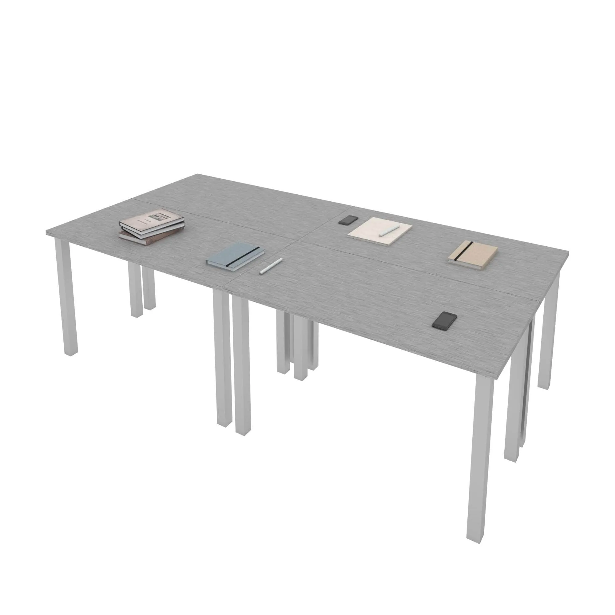 Universel 4-Piece Set Including 4 24″ × 48″ Table Desks with Square Metal Legs - Available in 3 Colours