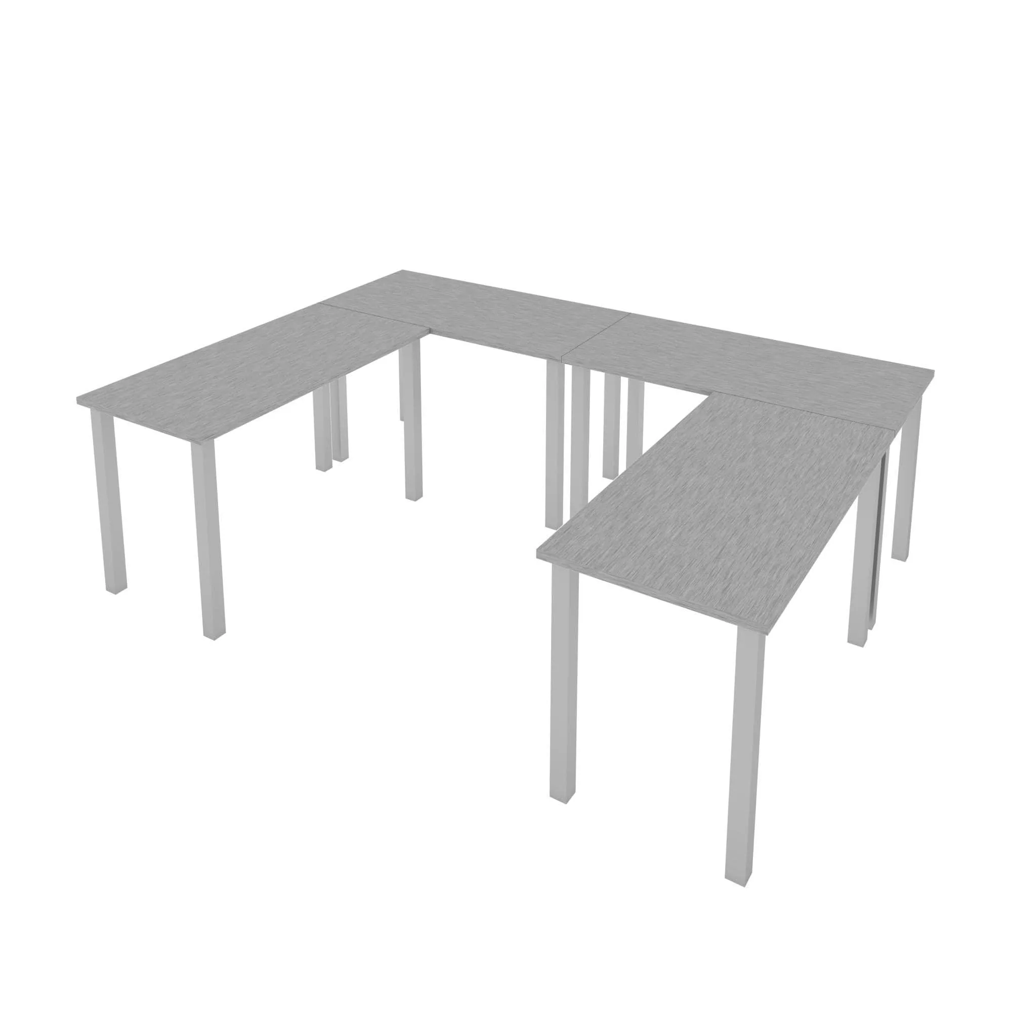 Universel 4-Piece Set Including 4 24″ × 48″ Table Desks with Square Metal Legs - Available in 3 Colours