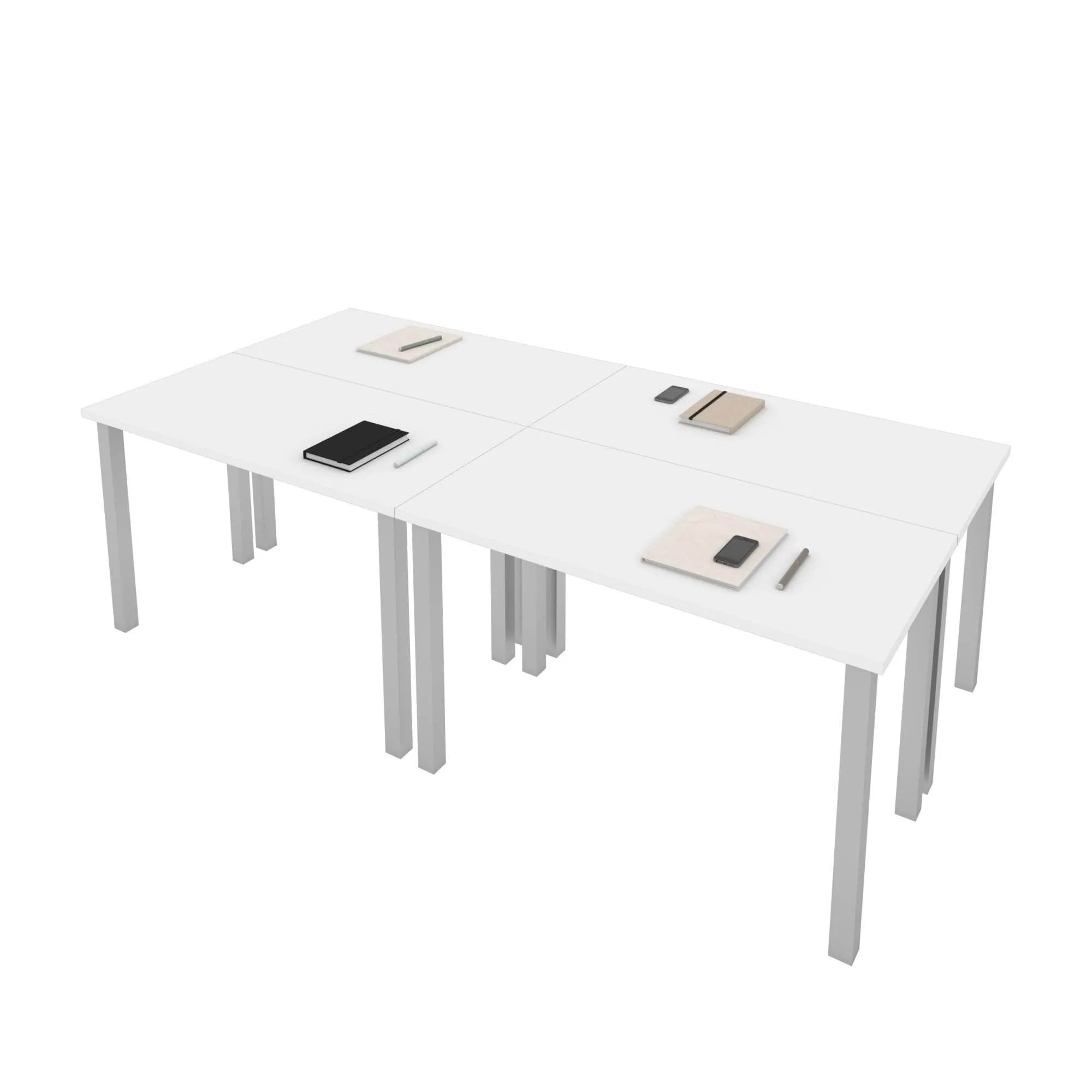 Universel 4-Piece Set Including 4 24″ × 48″ Table Desks with Square Metal Legs - Available in 3 Colours