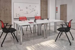 Universel 4-Piece Set Including 4 24″ × 48″ Table Desks with Square Metal Legs - Available in 3 Colours