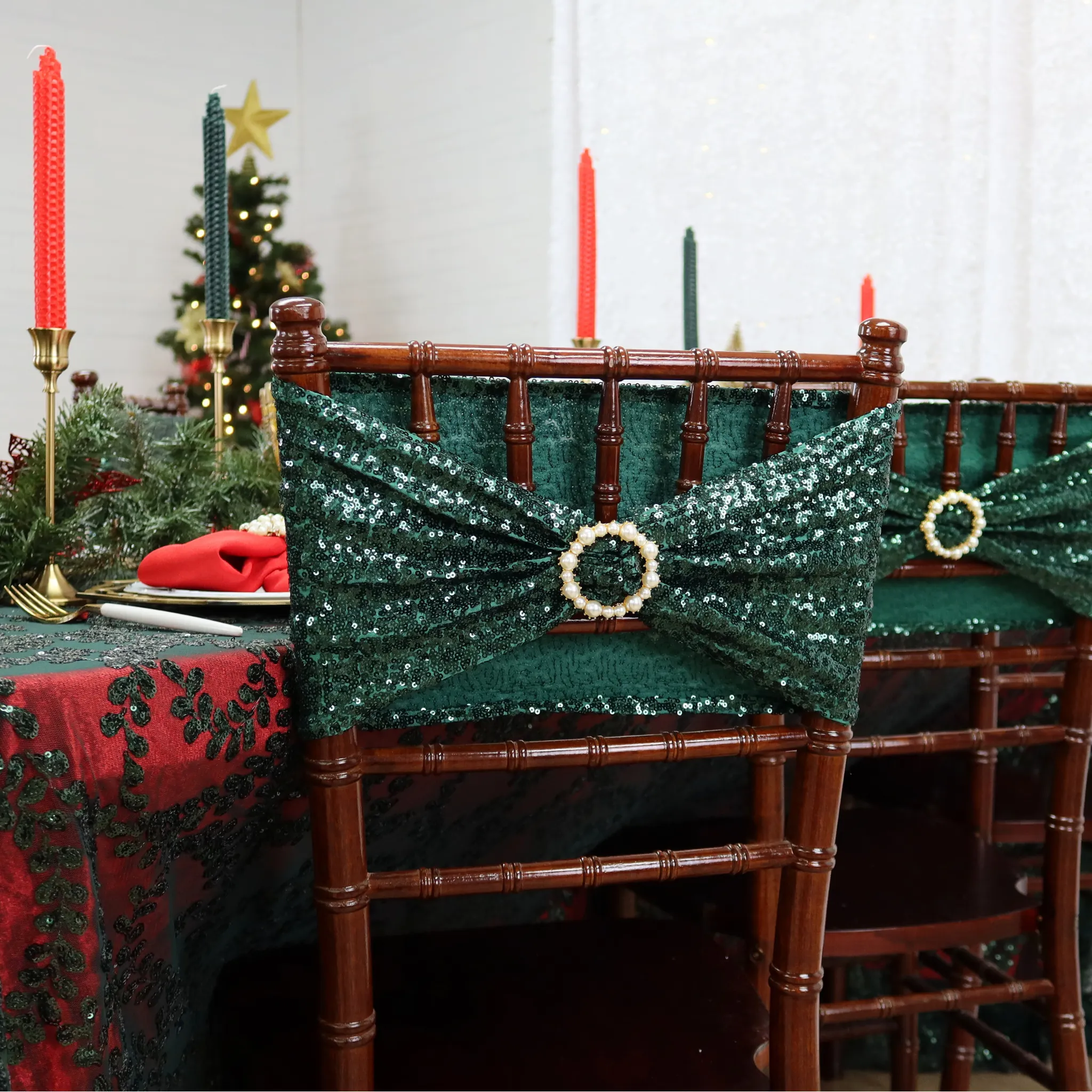 Velvet 90"x132" Rectangular Tablecloth - Red