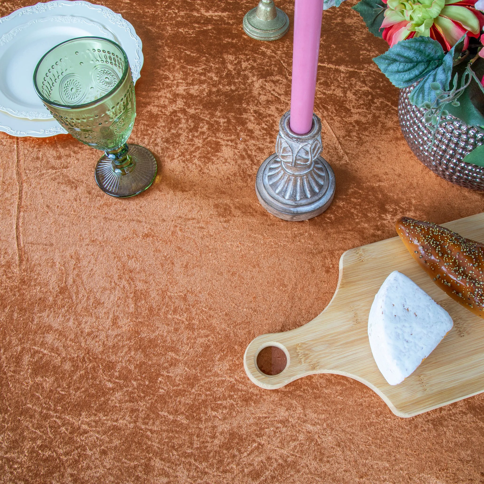 Velvet 90"x132" Rectangular Tablecloth - Terracotta