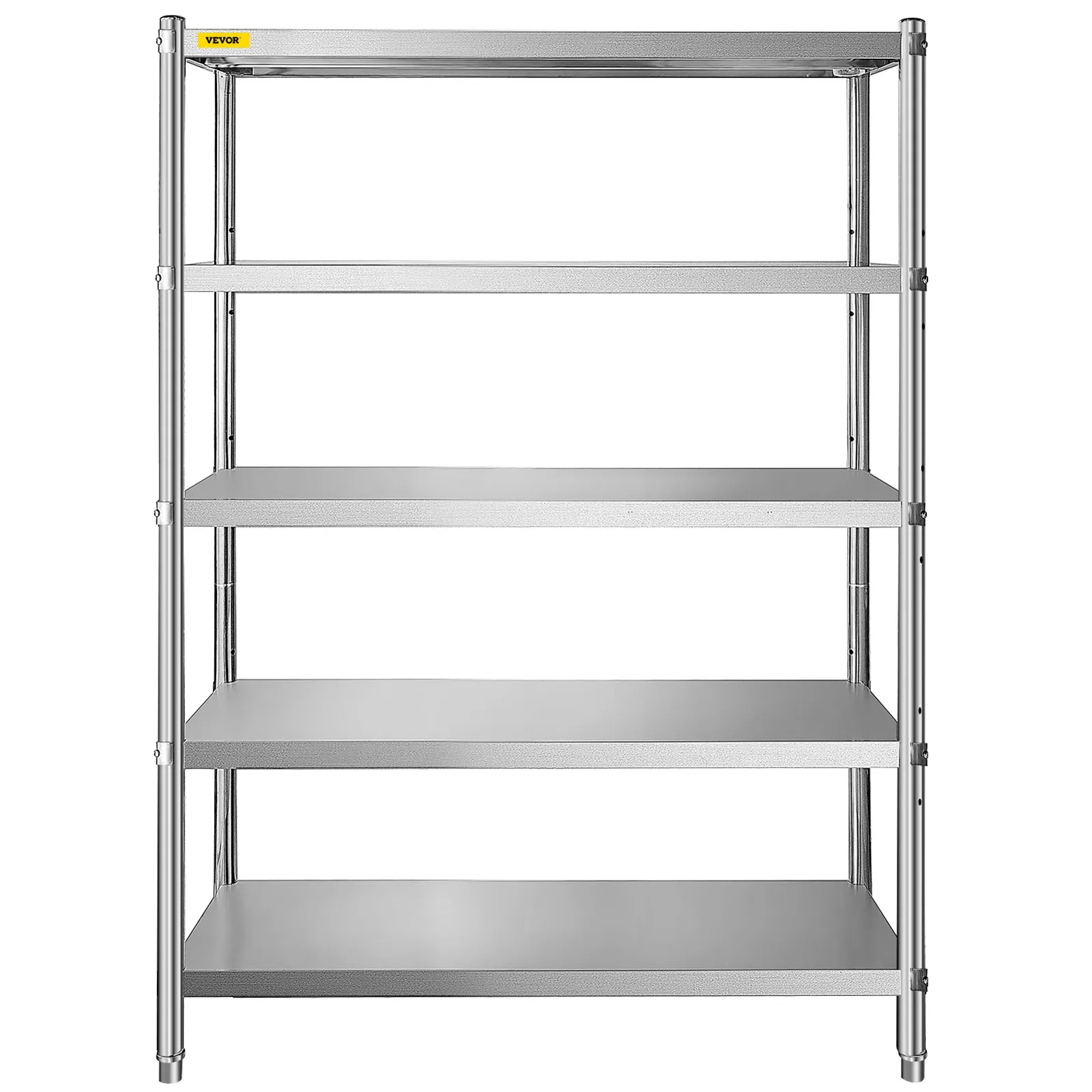 VEVOR Stainless Steel Shelves 47.5x18 Inch 5 Tier Adjustable Shelf Storage Unit Stainless Steel Rack Shelving Heavy Duty Shelving for Kitchen Commercial Office Garage Storage 330lb Per Shelf