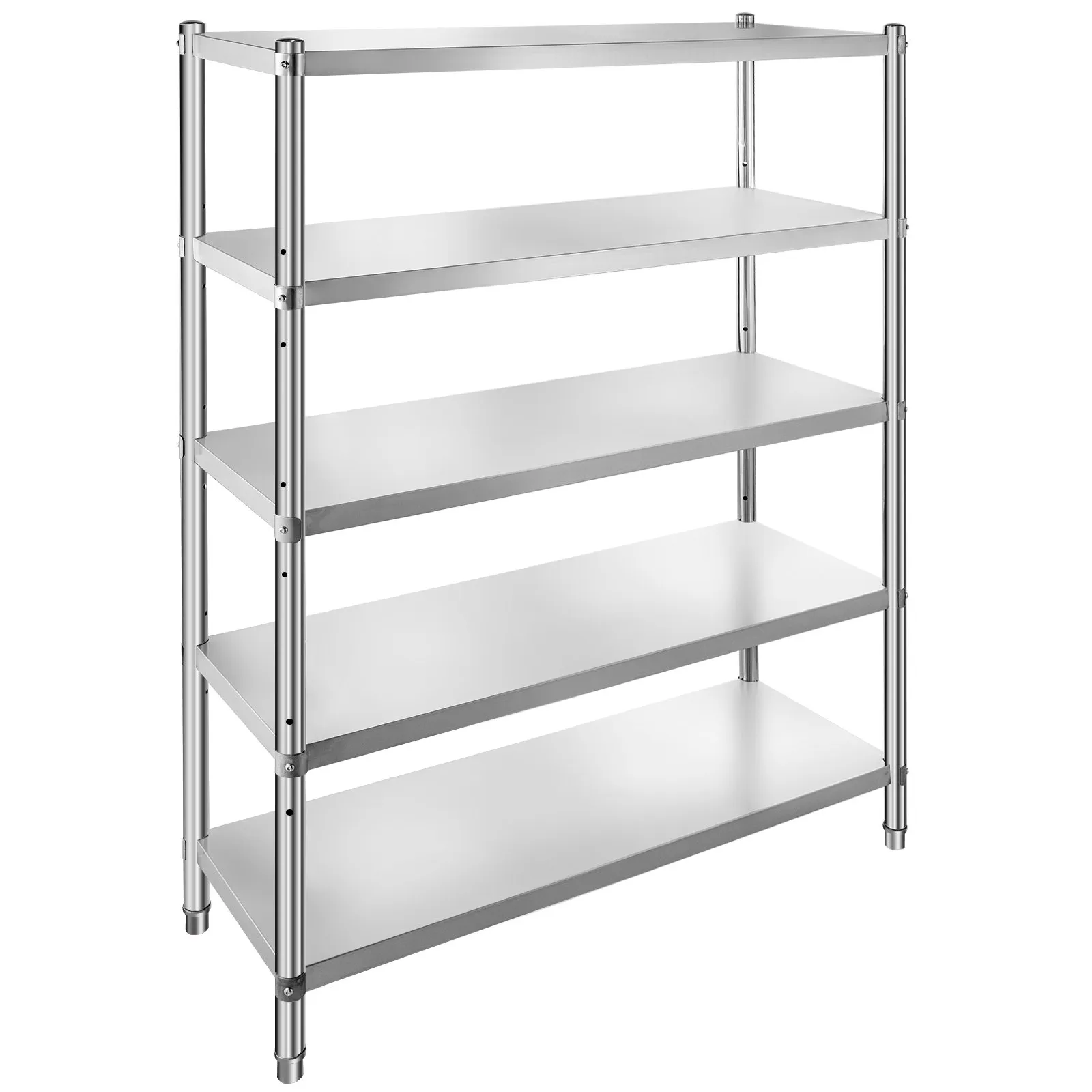 VEVOR Stainless Steel Shelves 47.5x18 Inch 5 Tier Adjustable Shelf Storage Unit Stainless Steel Rack Shelving Heavy Duty Shelving for Kitchen Commercial Office Garage Storage 330lb Per Shelf