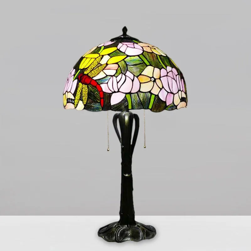 Victorian Cut Glass Cone/Dome Nightstand Lamp with Blossom Pattern