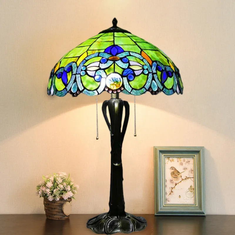 Victorian Cut Glass Cone/Dome Nightstand Lamp with Blossom Pattern