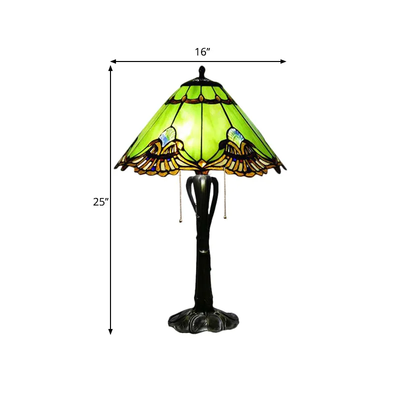 Victorian Cut Glass Cone/Dome Nightstand Lamp with Blossom Pattern