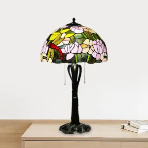 Victorian Cut Glass Cone/Dome Nightstand Lamp with Blossom Pattern