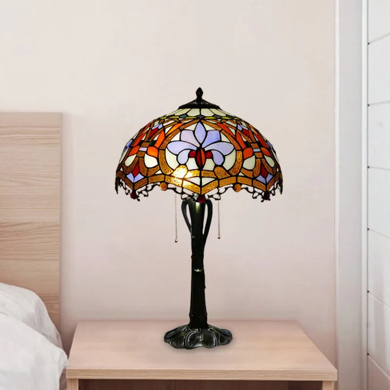 Victorian Cut Glass Cone/Dome Nightstand Lamp with Blossom Pattern
