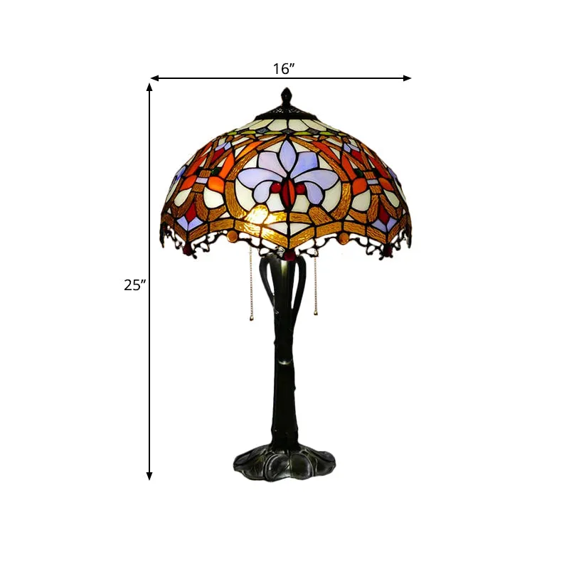 Victorian Cut Glass Cone/Dome Nightstand Lamp with Blossom Pattern