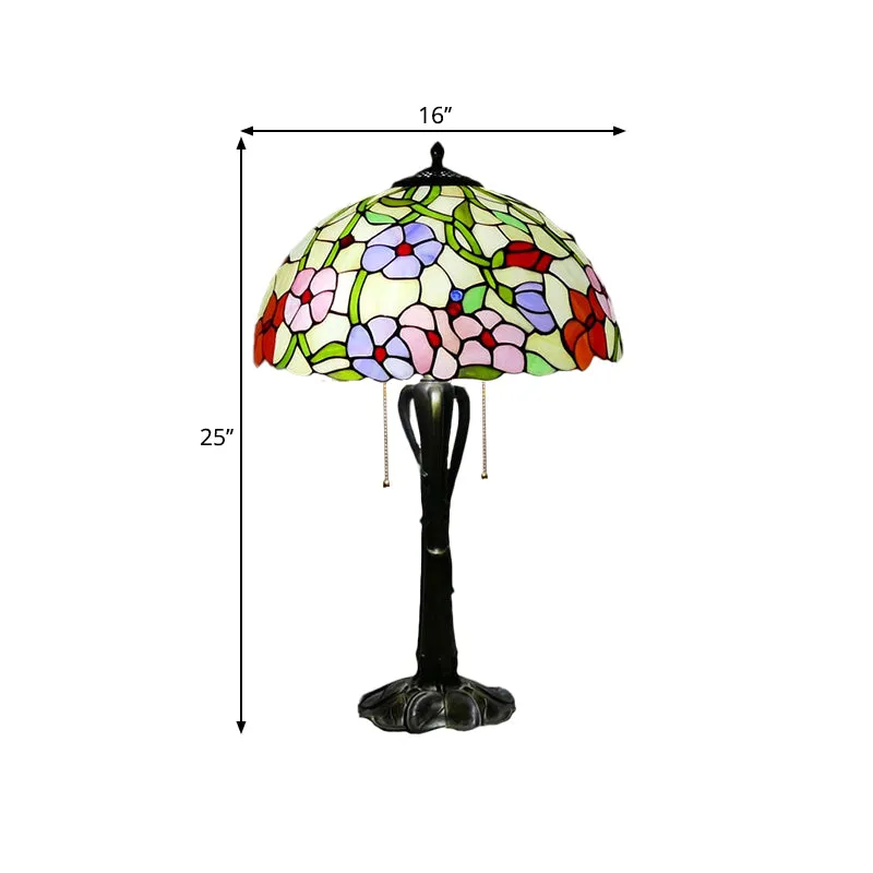 Victorian Cut Glass Cone/Dome Nightstand Lamp with Blossom Pattern