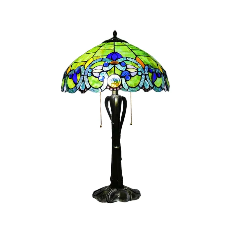 Victorian Cut Glass Cone/Dome Nightstand Lamp with Blossom Pattern