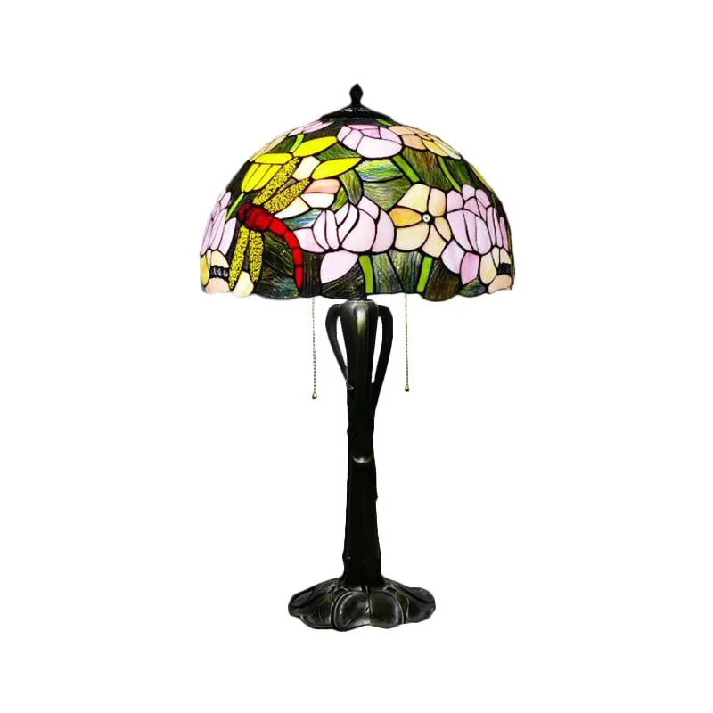 Victorian Cut Glass Cone/Dome Nightstand Lamp with Blossom Pattern