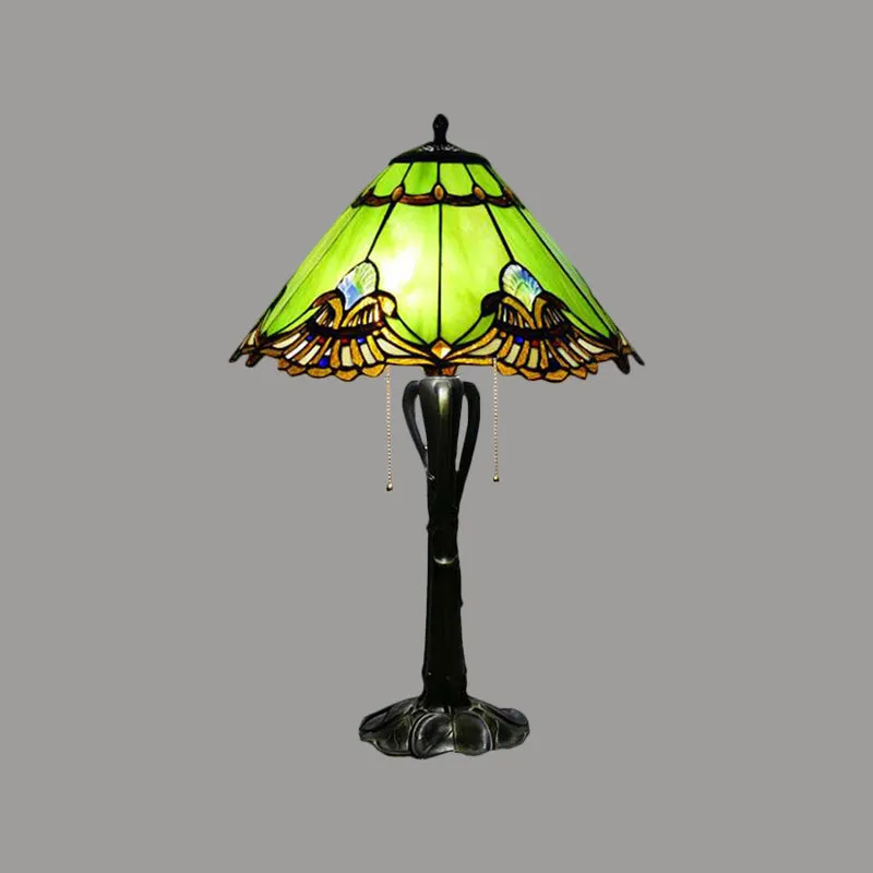 Victorian Cut Glass Cone/Dome Nightstand Lamp with Blossom Pattern
