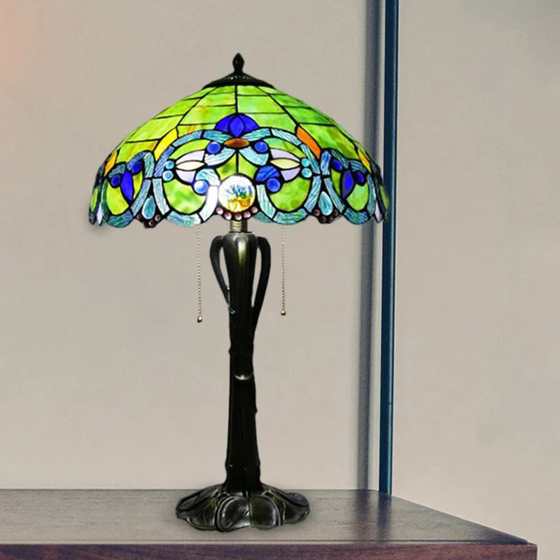Victorian Cut Glass Cone/Dome Nightstand Lamp with Blossom Pattern