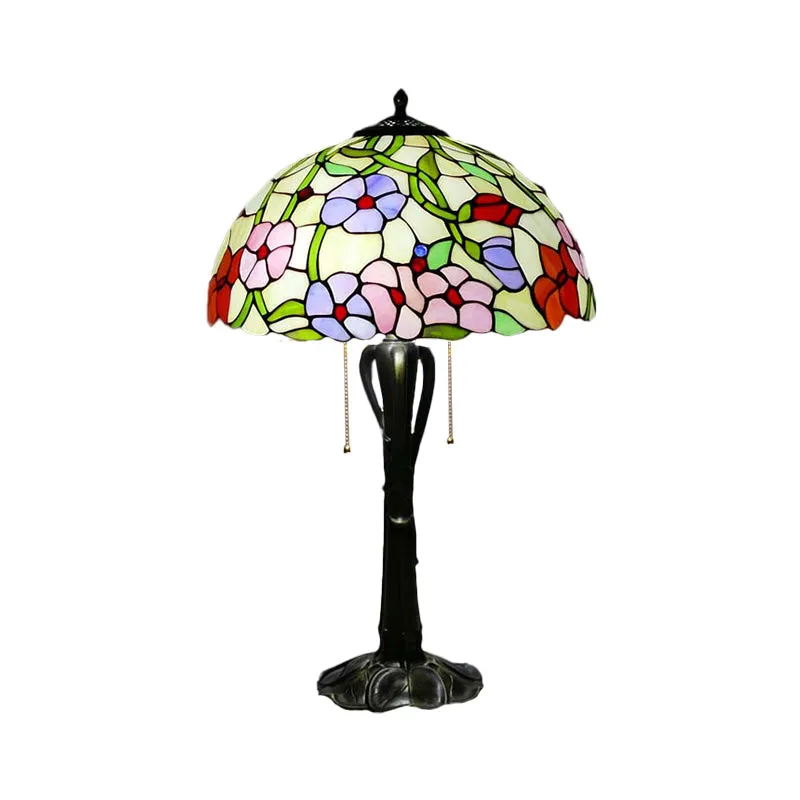 Victorian Cut Glass Cone/Dome Nightstand Lamp with Blossom Pattern