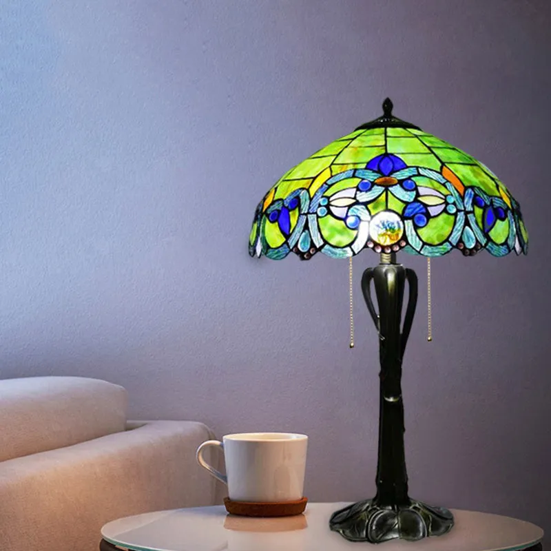 Victorian Cut Glass Cone/Dome Nightstand Lamp with Blossom Pattern