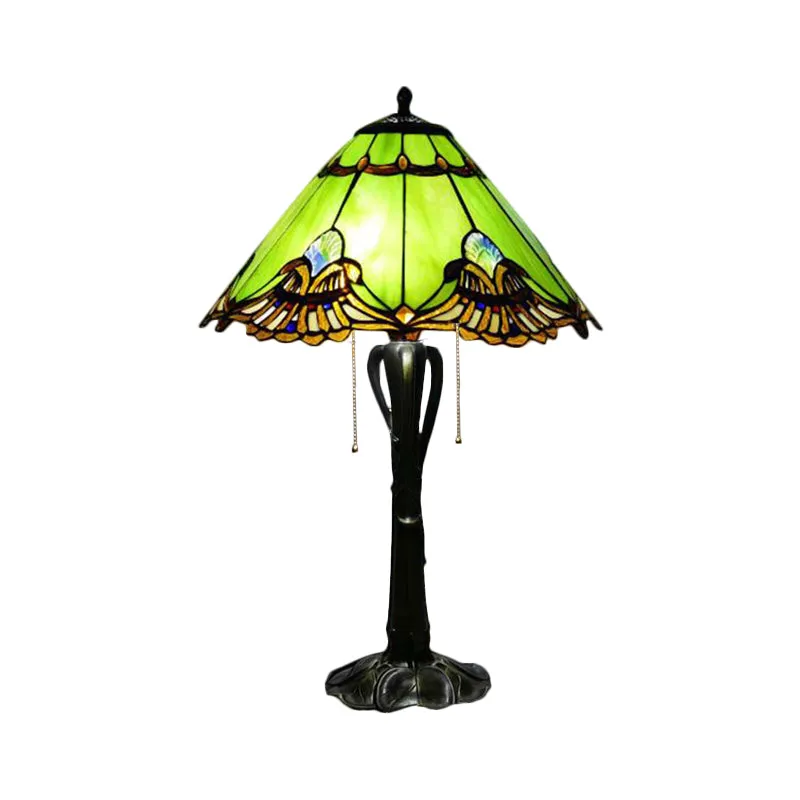Victorian Cut Glass Cone/Dome Nightstand Lamp with Blossom Pattern