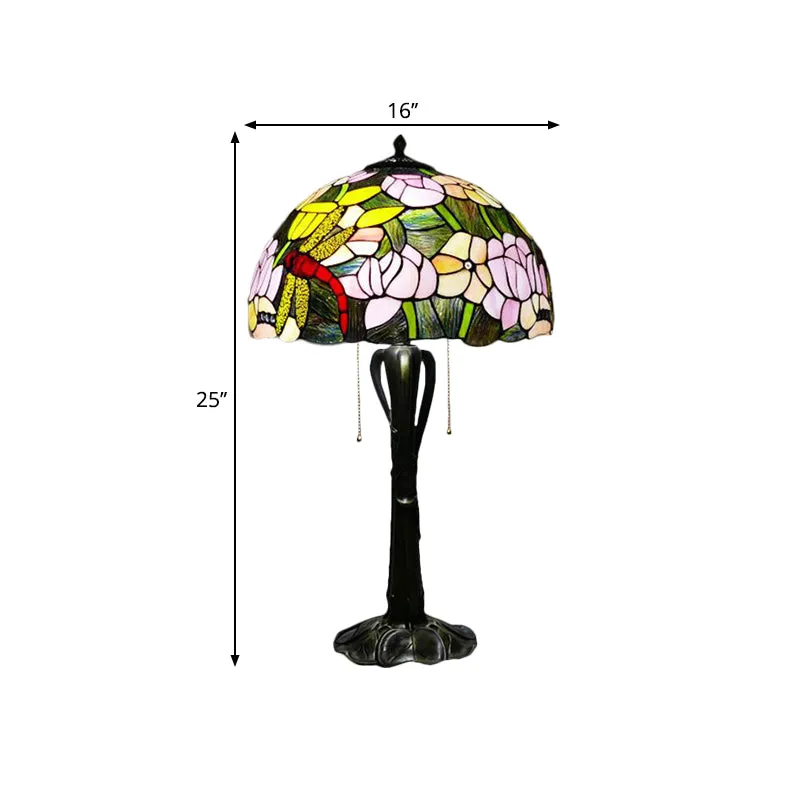 Victorian Cut Glass Cone/Dome Nightstand Lamp with Blossom Pattern