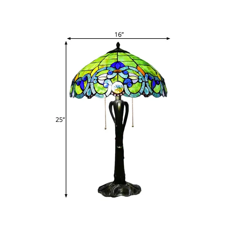 Victorian Cut Glass Cone/Dome Nightstand Lamp with Blossom Pattern