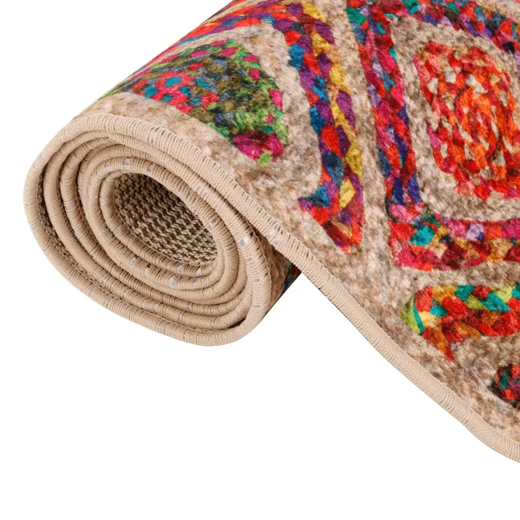 vidaXL Multicolour Washable Rug – 190x300 cm | Anti-Slip, Soft Velvet, Noise Absorbing, Machine Washable