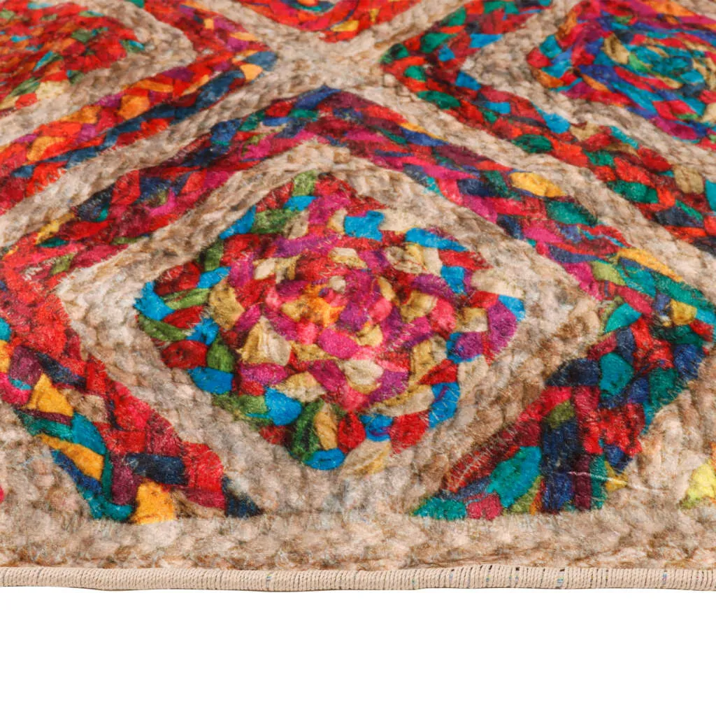 vidaXL Multicolour Washable Rug – 190x300 cm | Anti-Slip, Soft Velvet, Noise Absorbing, Machine Washable