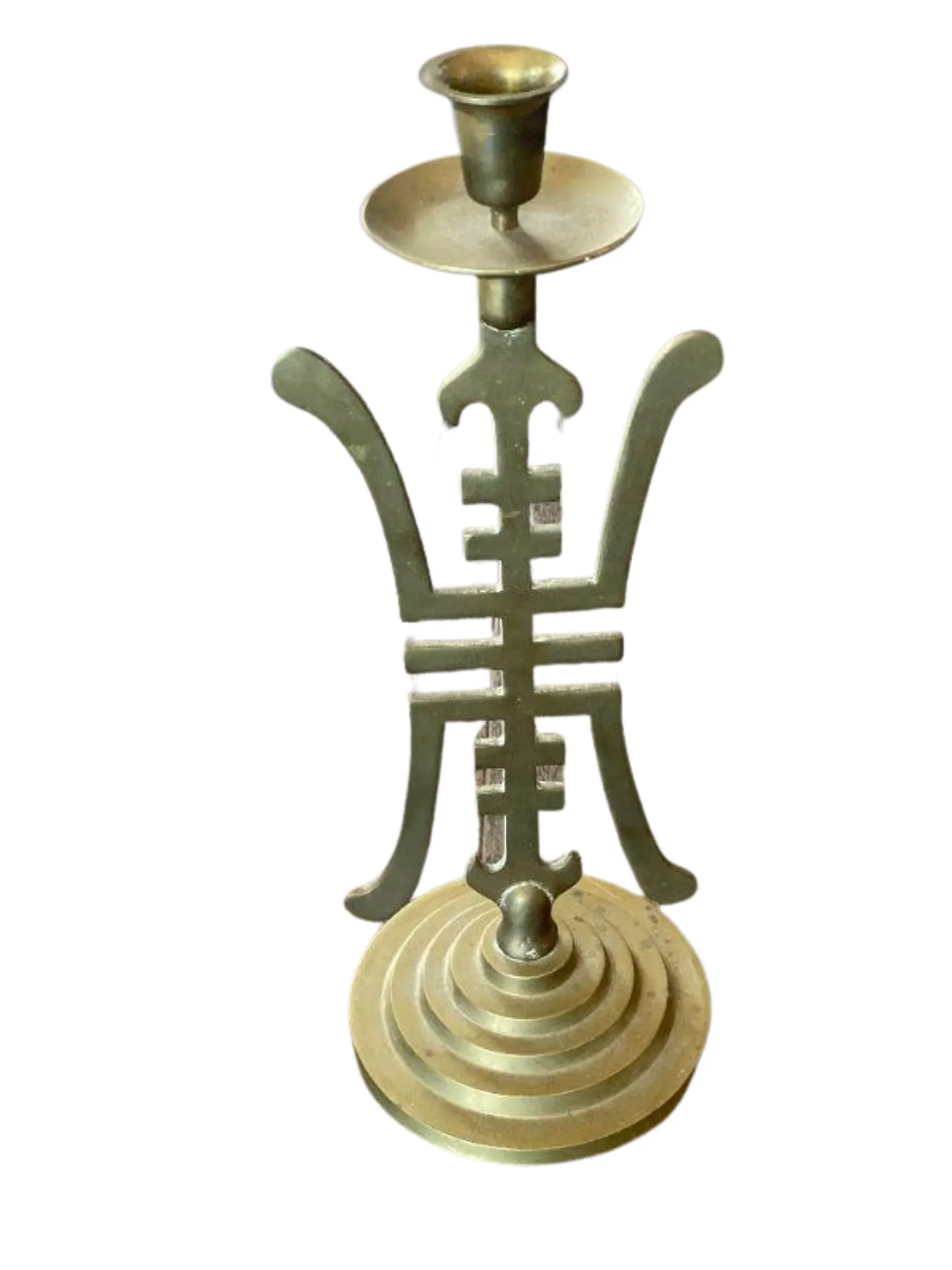 Vintage Brass candle holder with an Asian motif