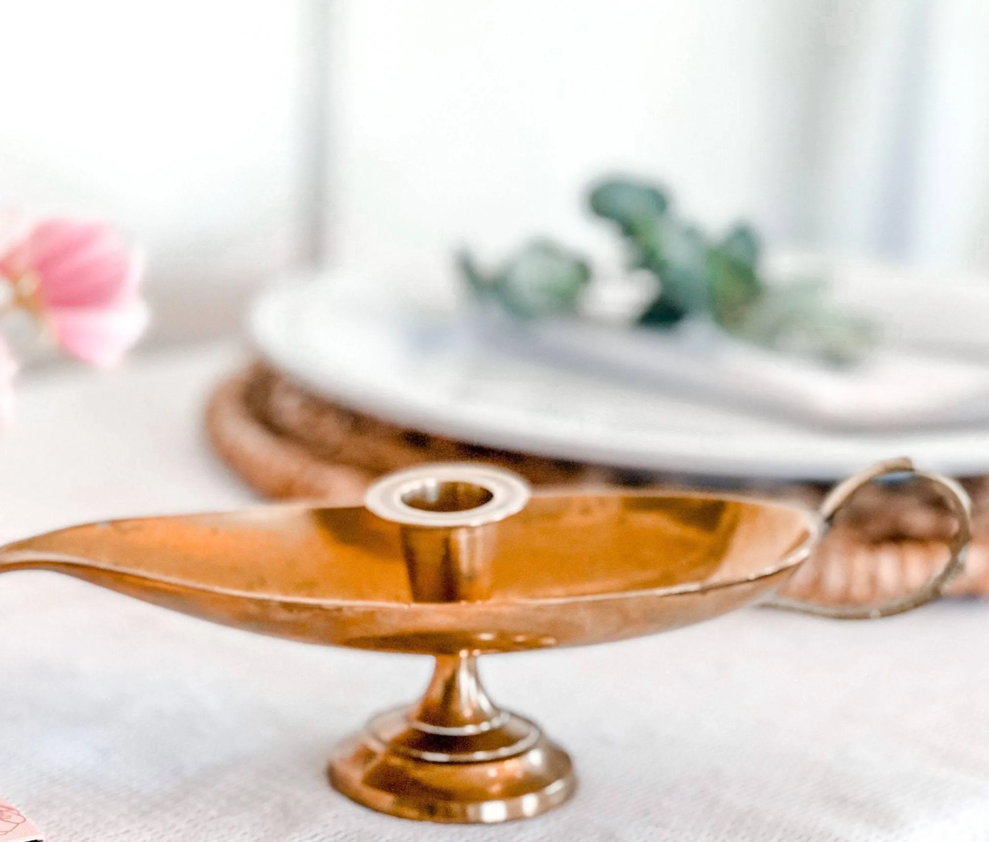 Vintage Brass Chamberstick Genie Lamp