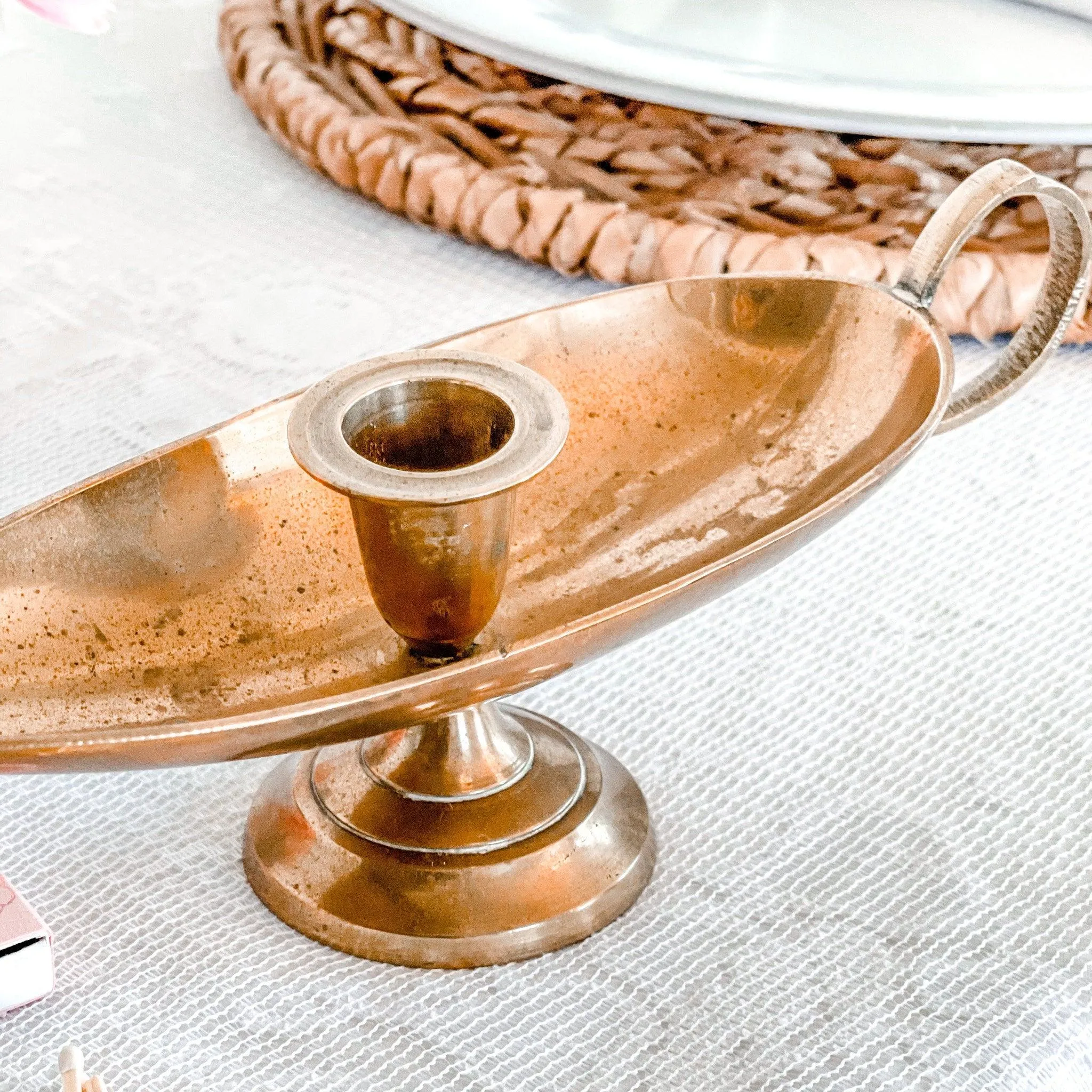 Vintage Brass Chamberstick Genie Lamp