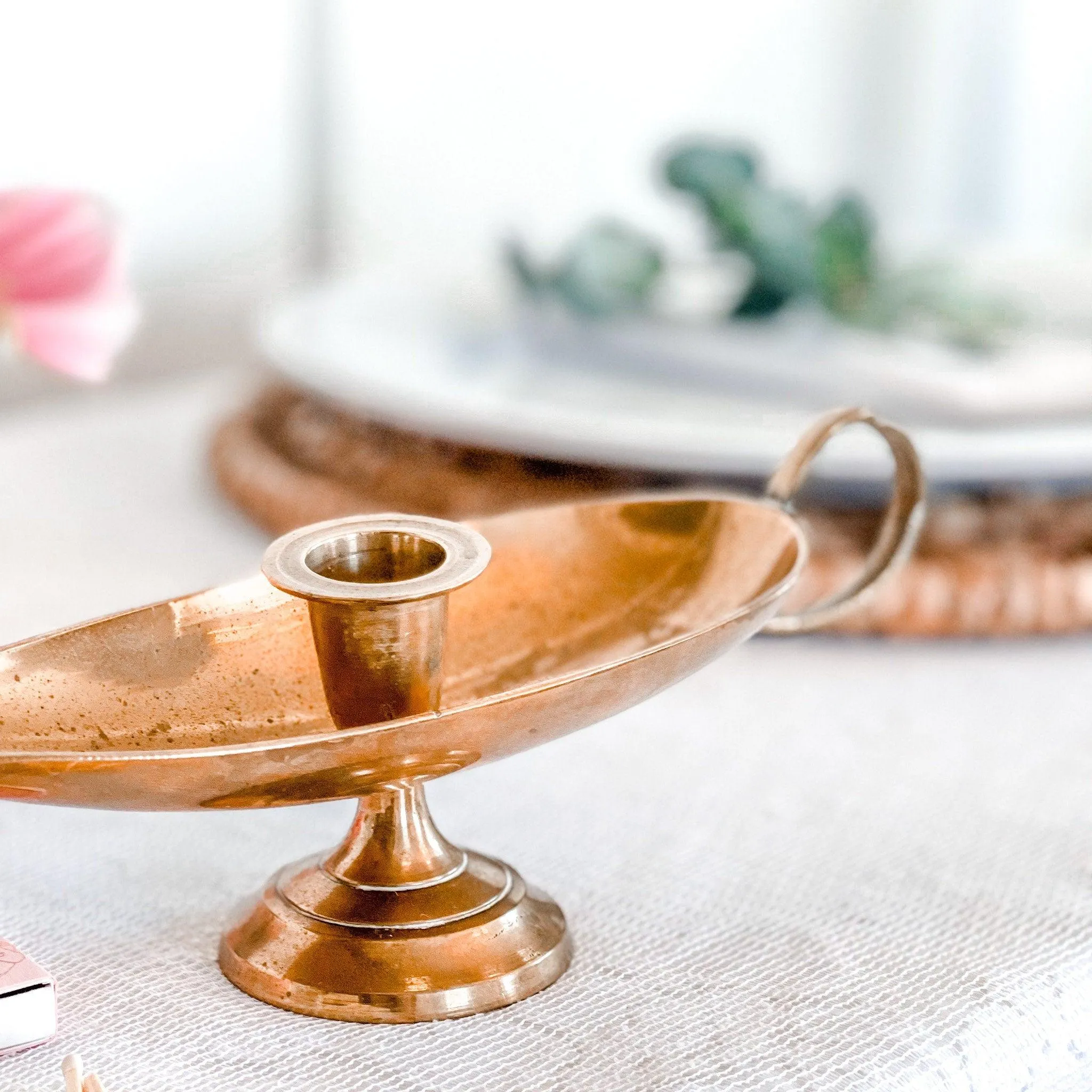 Vintage Brass Chamberstick Genie Lamp