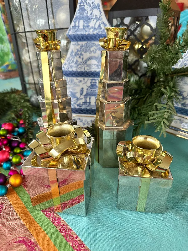 Vintage Candle Holders, Godinger set of 4 Silver and Gold Packages
