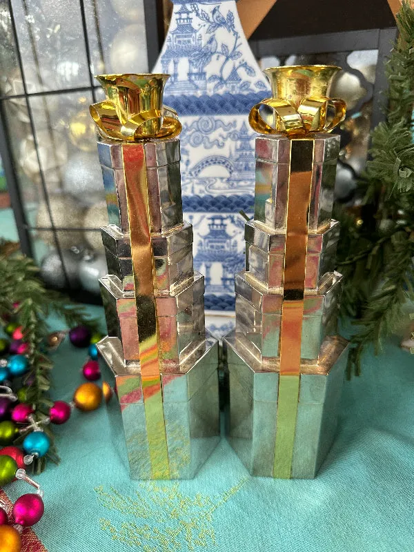 Vintage Candle Holders, Godinger set of 4 Silver and Gold Packages