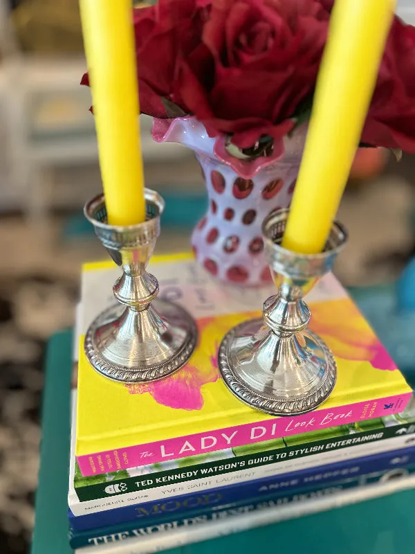Vintage Candlesticks, Poole, Sterling Silver Weighted H200,