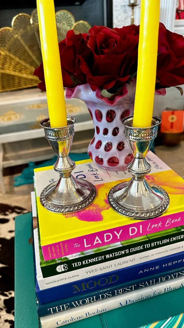Vintage Candlesticks, Poole, Sterling Silver Weighted H200,