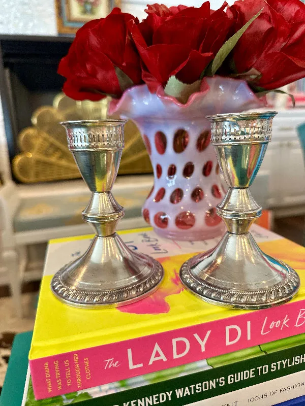 Vintage Candlesticks, Poole, Sterling Silver Weighted H200,