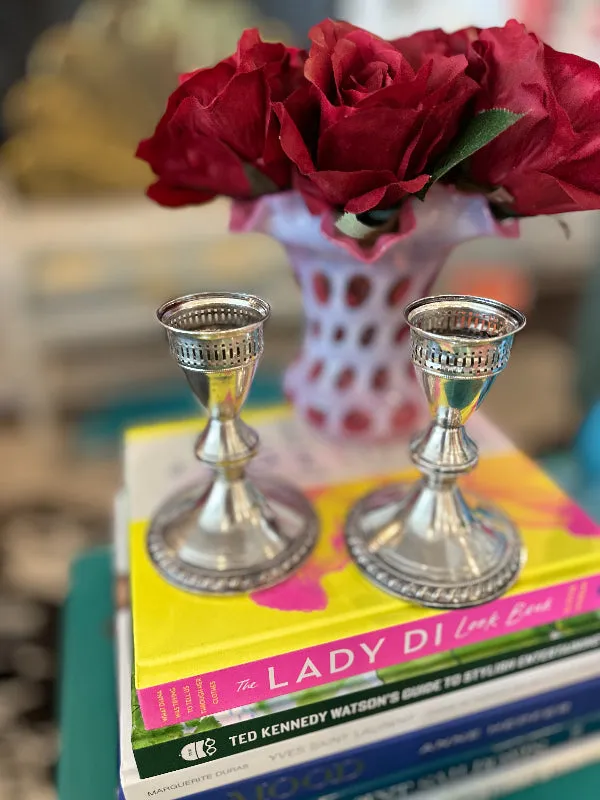 Vintage Candlesticks, Poole, Sterling Silver Weighted H200,