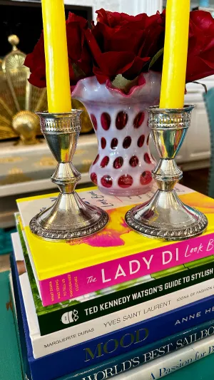 Vintage Candlesticks, Poole, Sterling Silver Weighted H200,