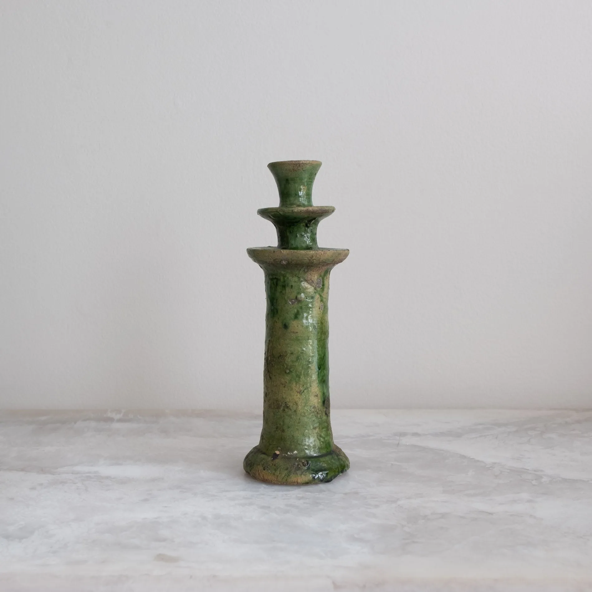 Vintage Moroccan Tamegroute Green Candlesticks