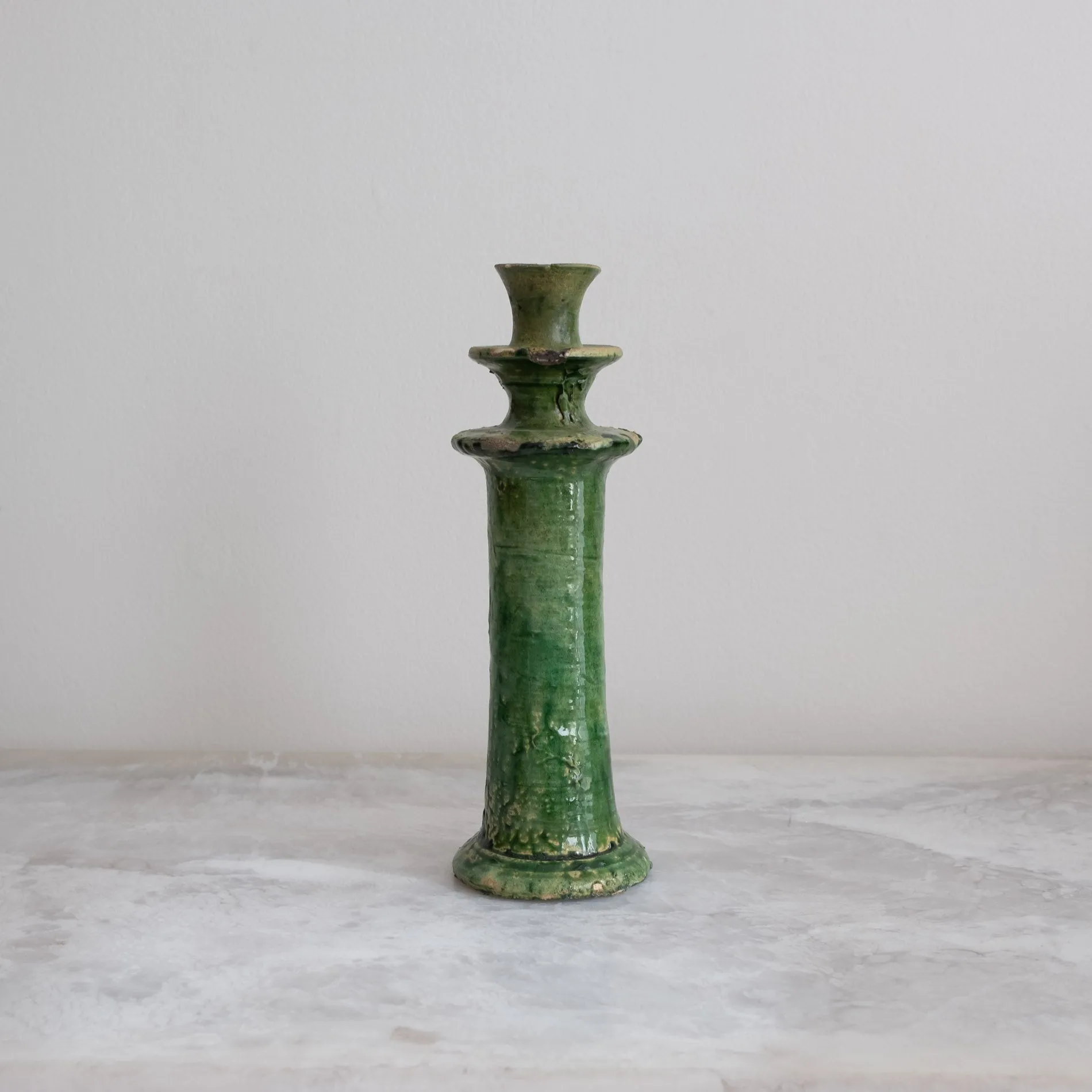 Vintage Moroccan Tamegroute Green Candlesticks